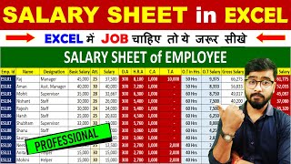 🔥 salary sheet in excel  DA  HRA TA PF ESI GROSS SALARY  MS Excel [upl. by Eelano]