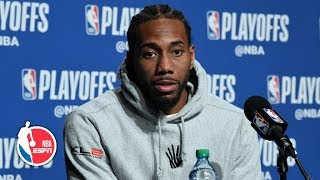 Kawhi Leonard talks gamewinning buzzerbeater in Raptors Game 7 win  2019 NBA Playoffs [upl. by Obidiah]