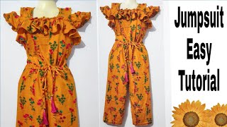 सिर्फ 15 मीटर कपड़े से बनाए Jumpsuit For 8 to 12 years GirlsJumpsuit Cutting amp Stitching  Easy [upl. by Slavic]