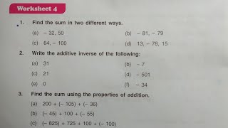 Math class 6 chapter 3 worksheet 4 dav public school ।। DAV Class 6 math chapter 3 worksheet 4 [upl. by Threlkeld]