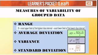 MEASURES OF VARIABILITY OF GROUPED DATA Grade 7 Week 7 [upl. by Cousin]