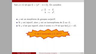 Théorème de structure des groupes monogènes [upl. by Aniakudo]