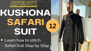 JINSI YA KUKATA NA KUSHONA SAFARI SUITS12  LEARN HOW TO TAIL SAFARI SUIT [upl. by Harhay]