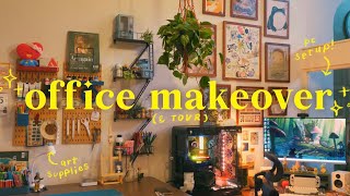 my home office makeover ᯓ★ art supplies pc setup desk organization amp cozy aesthetics [upl. by Tomasine]