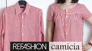 Refashion da camicia da uomo a camicia da donna  Un punto alla volta [upl. by Nauqit506]