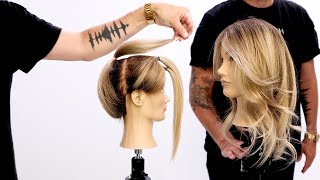 Butterfly Layered Haircut Tutorial Using Only 3 Ponytails  Easy To Follow [upl. by Ihcego849]