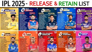 IPL 2025  All Teams Retained amp Released Players  CSK RCB PBKS KKR SRH MI RR DC GT IPL 2025 [upl. by Tabby]