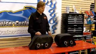 Saddlemen Custom Fit Cruisn Slant Saddlebags Jumbo  Large  Cruiser Customizing Video [upl. by Island]