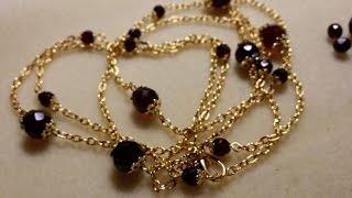 DIY  tutorial principianti  Collana tipo Chanel con perle di granato e catenella oro [upl. by Agan996]