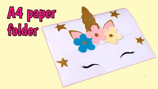 How to make File Folder\\DIY File Folder craft idea  school supplies diy  unicorn paper folder [upl. by Nisotawulo615]