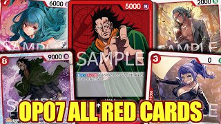 OP07 ALL RED CARDS OVERVIEW  One Piece Card Game Discussion [upl. by Akerdna]