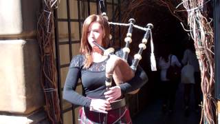 Female Scottish Bagpiper Festival Fringe Edinburgh Scotland [upl. by Valenta794]