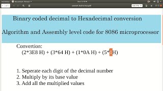 Convert BCD to hexadecimal in 8086 microprocessor programming [upl. by Hacceber]