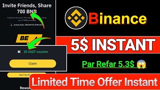 Binance instant 5 Claim  Binance New Offer Today  Binance Spin Offer  Binance Limited Time Offer [upl. by Shepley]