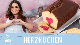 Kastenkuchen mit Herzfüllung  Rührkuchen mit Herz 😱😃💗 I Einfach Backen [upl. by Kalasky338]