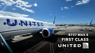 FR12  United Airlines Boeing 737 MAX 8 First Class Is It Good [upl. by Telfer]