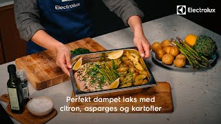 Oppskrifter for dampovner — Perfekt dampet laks med sitron asparges og poteter  Electrolux [upl. by Aleacin680]