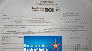 How to Fill Bank Of India New Account Opening Form in 2024 [upl. by Alihet]