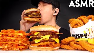 ASMR TRIPLE WESTERN BACON BURGER amp FRIES MUKBANG No Talking EATING SOUNDS  Zach Choi ASMR [upl. by Morey988]