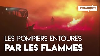 Les pompiers entourés par les flammes en Californie [upl. by Zurn]