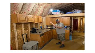 DERKSEN 16x50 shed to Home UPDATE Installing cabinets and plugins [upl. by Eidoc470]