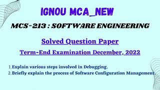 IGNOU MCA  First Semester  MCS213  SOFTWARE ENGINEERING  Solved Questions December 2022 [upl. by Valdemar]