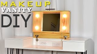 DIY MAKEUP VANITY DESK  With Storage Plans Available [upl. by Enileuqaj]