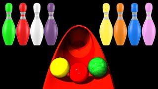 Learn Colors ABCs Fruits With Crazy Bowling Balls  For Toddlers [upl. by Ettenahs]