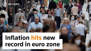 Inflation hits new record in euro zone [upl. by Ahsienor]