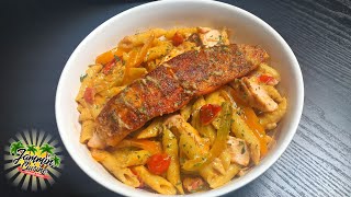 How To Make Salmon Alfredo Pasta Creamy Salmon Pasta [upl. by Janaye]