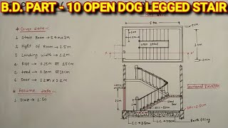 BD Part10 DogLegged StaircasePlan amp Sectional Elevation For Deploma 2nd Year Students [upl. by Ahsiakal]