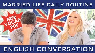 English Conversation  Daily Routine with vocabulary  Free PDF amp Quiz [upl. by Sanalda]