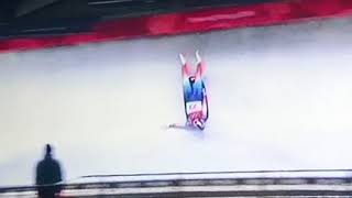 2018 Olympics Luge  Emily Sweeney crash [upl. by Elatnahc7]