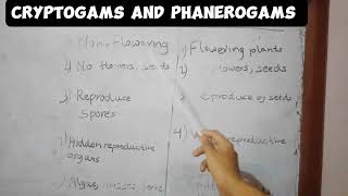 Differences between cryptogams and phanerogams Class 9 [upl. by Agem]