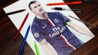 Zlatan Ibrahimovic Pen Drawing  PSG  DeMoose Art [upl. by Akehsyt524]