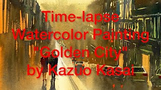 Kazuo Kasai Watercolor Painting quotGolden City 黄金色の街quot in Porto Portugal [upl. by Ehgit382]