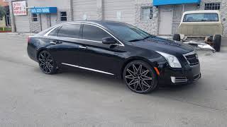 22quot Ravetti M5 Black Wheels Cadillac XTS Review Custom Rims and Tires [upl. by Artap]