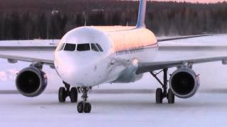 Thomas Cook A321 Skidding on icy apron at Rovaniemi Airport  EFRO [upl. by Krucik]