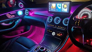 Epic Mercedes Benz C Class W205 Full Ambient Light Install  RGB LED Car Interior  Car Ambient [upl. by Wanda695]