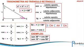 Trigonometria Aula 01 Triângulo Retângulo [upl. by Chapman]