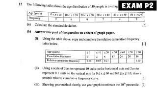 StatisticsStandard Deviation Relative Cumulative frequency 70th Percentile Mathematics Paper 2 [upl. by Liagibba]