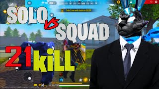 21 Kills Free Fire Solo vs Squad  Intense Gameplay Victory [upl. by Lekym]