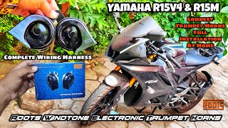 YAMAHA R15V4 Installed With ROOTS Electronic Windtone Trumpet HornsFull Installation At HomeDIY [upl. by Kala112]