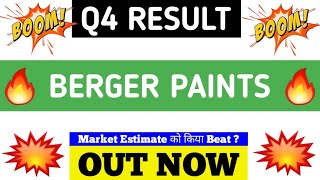 Berger Paints Q4 Results 2024 🔴 Berger Paints Q4 Result 🔴 Berger Paints Share News 🔴 Berger Paints 🔴 [upl. by Wandis]