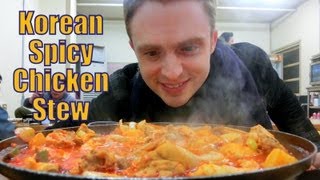 Eating Spicy Korean Braised Chicken Stew Taste Test dakdoritang  닭도리탕 [upl. by Attiuqihc]