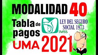 NUEVA TABLA oficial 2021 para MODALIDAD 40 IMSS con ejemplos prácticos [upl. by Hannover]