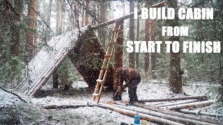 How to build big log HOUSE from START to FINISH 40 days in the forest WOODWORKING [upl. by Cone]