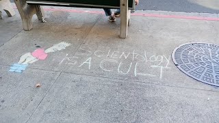 chalking sidewalk scientology Sacramento org 91024 [upl. by Arateehc711]