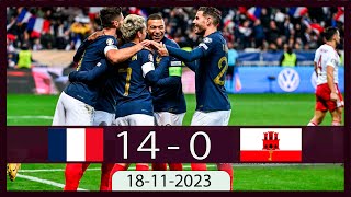 France vs Gibraltar 140  🔥 2024 Euro Qualifiers  Highlights and All Goals 2023 [upl. by Lopez349]