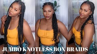 JUMBO KNOTLESS BOX BRAIDS Beginner Friendly Crochet Method Nataya Rhall [upl. by Nalehp]